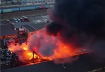 Gaisras Vilniuje – dega automobilių sąvartynas (video)